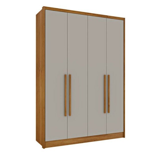 Guarda-Roupa Solteiro Dinamarca 4 Portas 2 gavetas Cinamomo/Off Larg. 1.65m Tcil