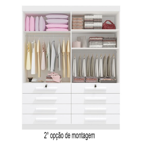 Roupeiro M�naco Plus 4 Portas Branco Larg. 1.60m - D Doro