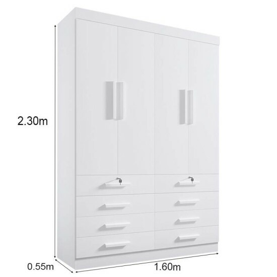 Roupeiro M�naco Plus 4 Portas Branco Larg. 1.60m - D Doro