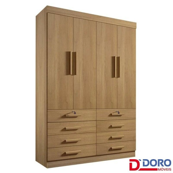 Roupeiro Solteiro Mnaco Cinamomo 4 Portas 8 Gavetas Larg. 1.60m - D Doro