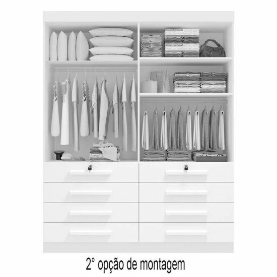 Guarda-roupa Solteiro 1,60m M�naco Cinamomo/Grafite 4 Portas 8 Gavetas 100% MDF - D Doro
