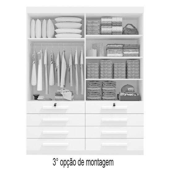 Guarda-roupa Solteiro 1,60m M�naco Cinamomo/Grafite 4 Portas 8 Gavetas 100% MDF - D Doro