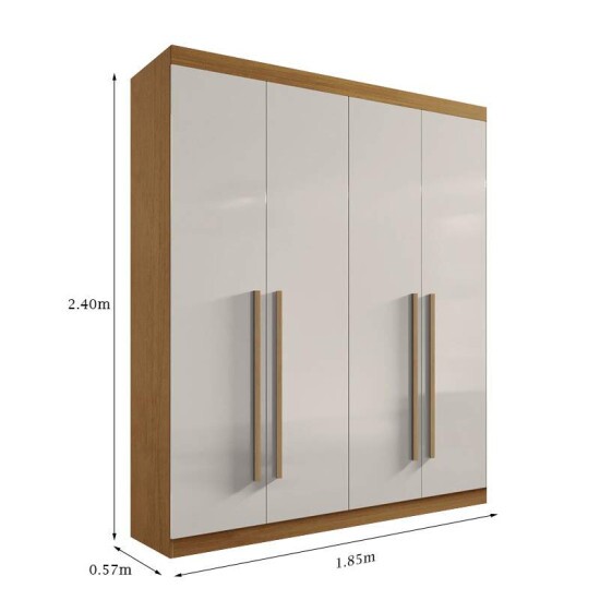 Guarda-roupa Da Vinci Plus 4 Portas Cinamomo/Off White Larg. 1.85m - D Doro