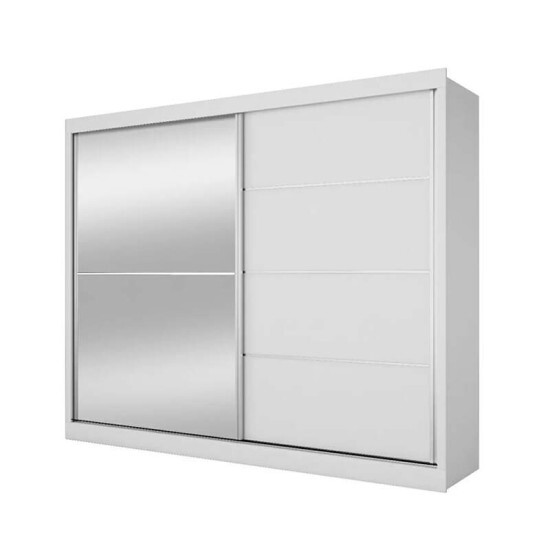 Guarda-Roupa Casal Verona Plus MDF 1 Porta com Espelho Branco Larg. 2.02m Madmarcs