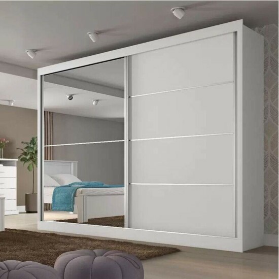 Guarda-Roupa Casal Verona Plus MDF 1 Porta com Espelho Branco Larg. 2.02m Madmarcs