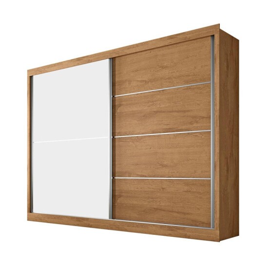 Guarda-roupa Casal 2,02m Verona Plus Am�ndoa/Off 2 Portas 4 Gavetas 100% MDF 1 Porta com Espelho - Sall�to
