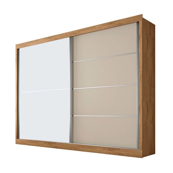 Guarda-roupa Casal 2,02m Verona Plus Am�ndoa/Off 2 Portas 4 Gavetas 100% MDF 1 Porta com Espelho - Sall�to