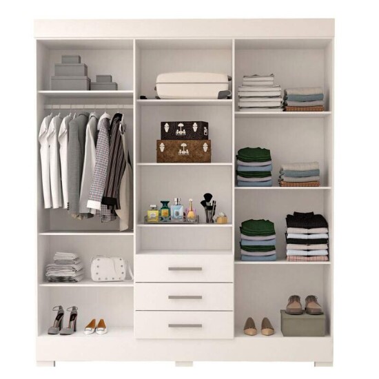Guarda-roupa Dbora Branco 6 Portas C/ Espelho e Ps 100% MDF Larg. 1.78m - ACP