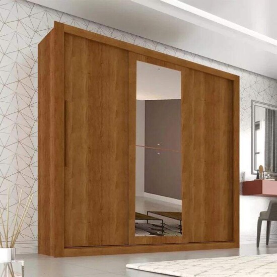 Guarda-roupa Casal New Panam� Cinamomo/Off 3 Portas Flex 4 Gavetas C/ 1 Espelho Larg. 1.85m - Sall�to