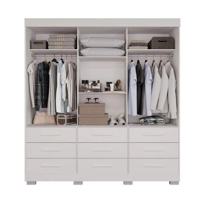 Guarda-roupa New Star 3 Portas C/ P�s e Espelho Branco Larg. 1.80m - Sall�to