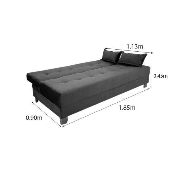 Sof 4 lugares e Sof Cama Casal Arpoador Veludo Cinza