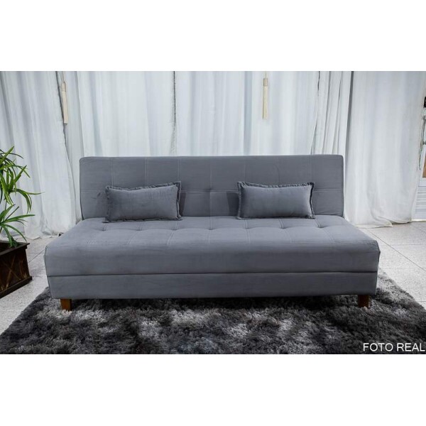 Sof 4 lugares e Sof Cama Casal Arpoador Veludo Cinza