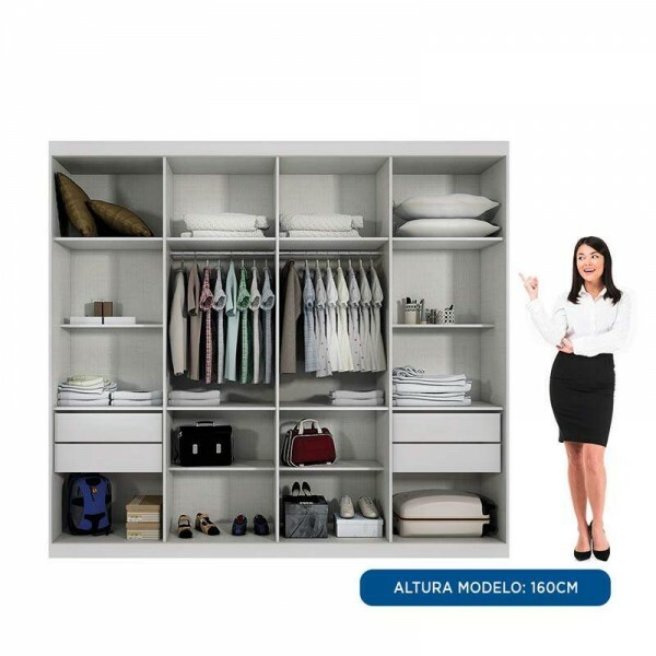 Guarda-Roupa Casal Premium 8 Portas Larg. 2.45m Cinamomo Benetil