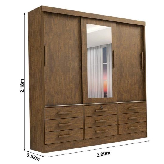 Guarda-roupa Casal 2,00m Meridian Plus Yp� 3 Portas 9 Gavetas - D Doro