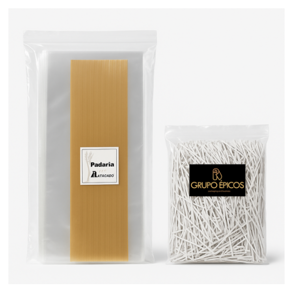 Saco para at� 1kg de farinha + 1 Pacote de Lacres - Pacotes com 1.000 Unidades