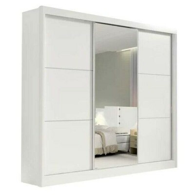 Guarda-Roupa Casal Los Angeles c/Espelho Branco MDF Larg. 2.73m D Doro