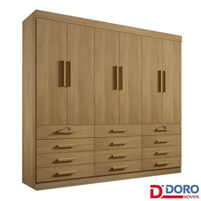 Guarda-roupa Casal M�naco 6 Portas 12 Gavetas Cinamomo Larg. 2.40m D Doro