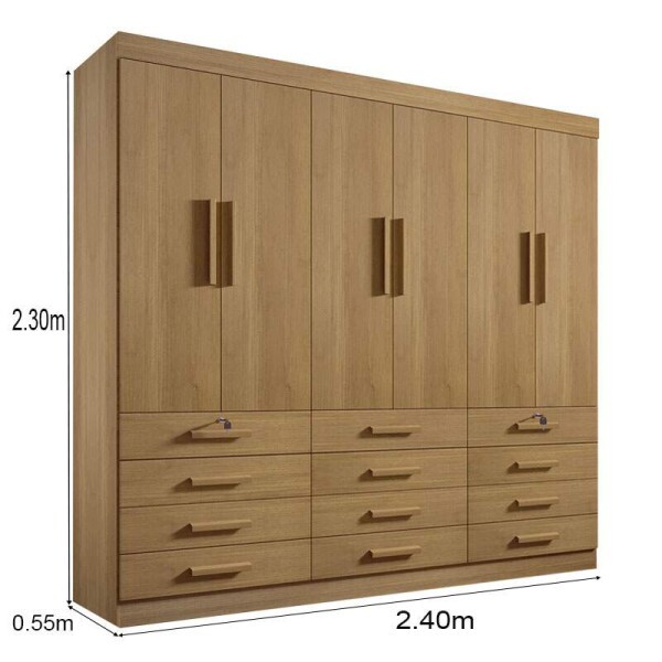 Guarda-Roupa Casal Mnaco 6 Portas 12 Gavetas Cinamomo Larg. 2.40m D Doro
