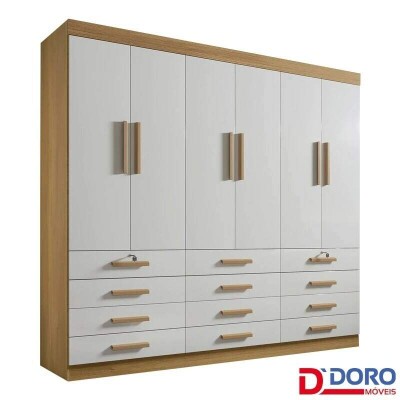 Guarda-roupa Casal M�naco Cinamomo/Off 6 Portas 12 Gavetas Larg. 2.40m - D Doro