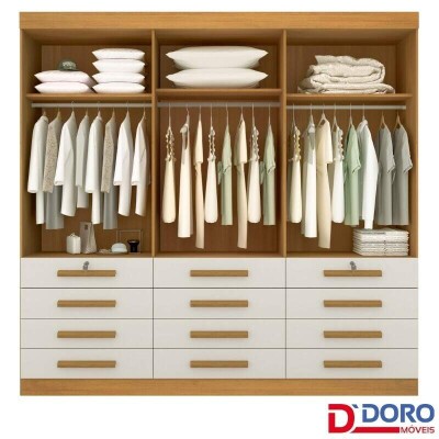 Guarda-roupa Casal M�naco Cinamomo/Off 6 Portas 12 Gavetas Larg. 2.40m - D Doro