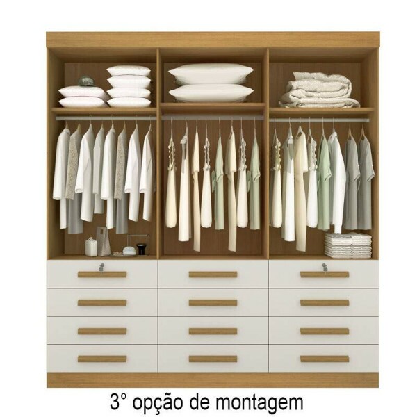 Roupeiro Casal Mnaco Cinamomo/Off 6 Portas 12 Gavetas Larg. 2.40m - D Doro