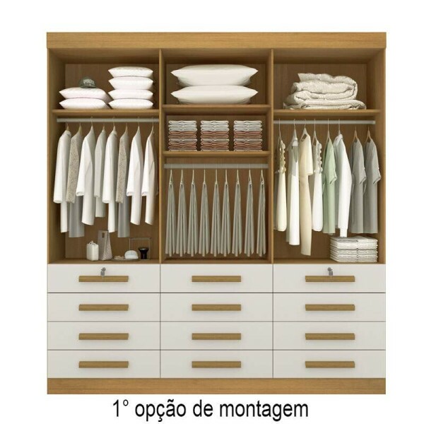 Roupeiro Casal Mnaco Cinamomo/Off 6 Portas 12 Gavetas Larg. 2.40m - D Doro