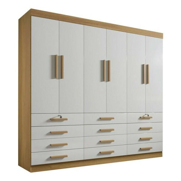 Roupeiro Casal Mnaco Cinamomo/Off 6 Portas 12 Gavetas Larg. 2.40m - D Doro