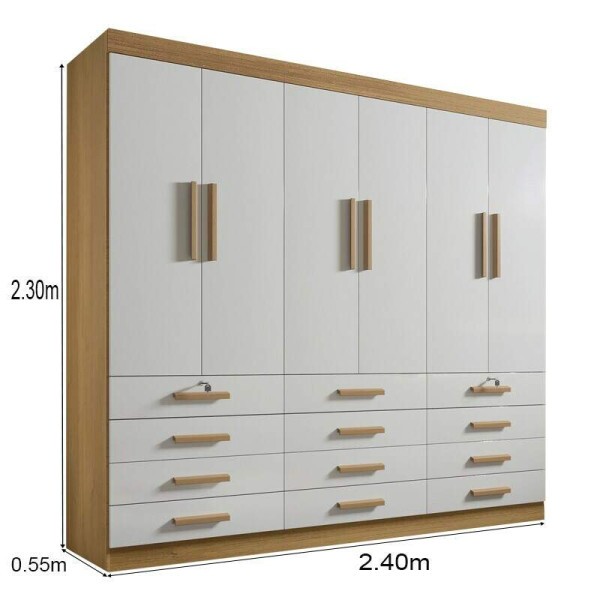 Roupeiro Casal Mnaco Cinamomo/Off 6 Portas 12 Gavetas Larg. 2.40m - D Doro