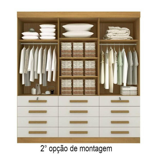 Roupeiro Casal Mnaco Cinamomo/Off 6 Portas 12 Gavetas Larg. 2.40m - D Doro