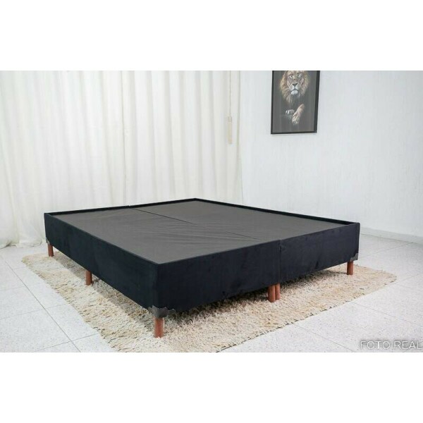 Base Box Queen Bipartida Zeus 162x200x38 Sued Preto SE