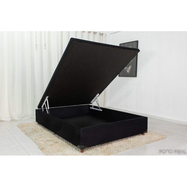 Base Box Ba Casal Prime 138x188x43 Sued Preto SE