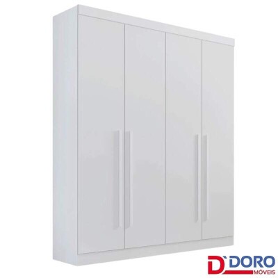 Roupeiro Solteiro Da Vinci Plus Branco 4 Portas 3 Gavetas 100% MDF Larg. 1.85m - D Doro
