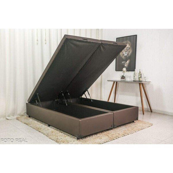Base Box Ba Queen Bipartido Eli 158x198x42 Korino Marrom Blindado Nature