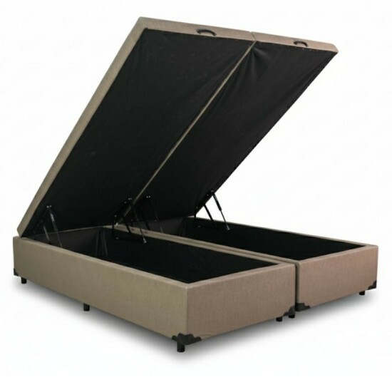 Base Box Ba� Queen Bipartido Eli Mil�o 158x198x42 Korino Bege Blindado Nature