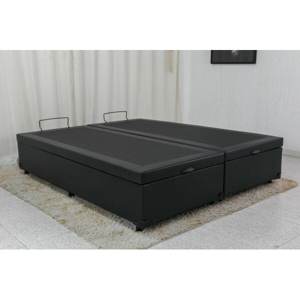 Base Box Ba Queen Bipartido Eli 158x198x42 Korino Preto Blindado Nature