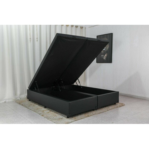 Base Box Ba Queen Bipartido Eli 158x198x42 Korino Preto Blindado Nature