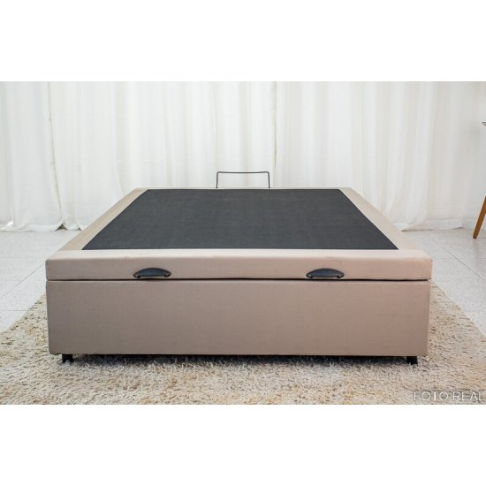 Base Box Ba� Casal Eli 138x188x42 Sued Bege Blindado Nature