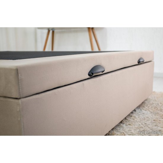 Base Box Ba� Casal Eli 138x188x42 Sued Bege Blindado Nature