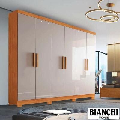 Guarda-roupa Casal Sergipe Nature/Off 6 Portas C/ P�s 100% MDF Larg. 1.80m - Bianchi