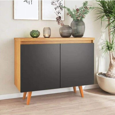 Buffet Uno com 2 Portas larg. 1.01m Mel/Preto Viero