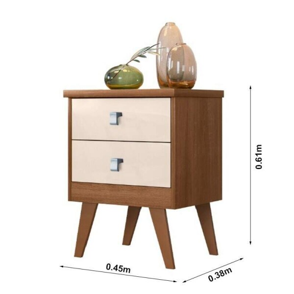 Mesa de Cabeceira Thor Mel/Off 2 Gavetas Larg. 0.45m - Rud Rack