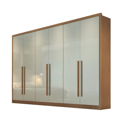 Roupeiro Casal Robust Plus Cumaru/Fendi Fosco 6 Portas 8 Gavetas 100% MDF Larg. 2.76m - Novo Horizonte