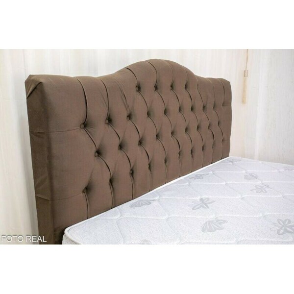 Cabeceira Casal Berlim Veludo Marrom Larg. 1.40m