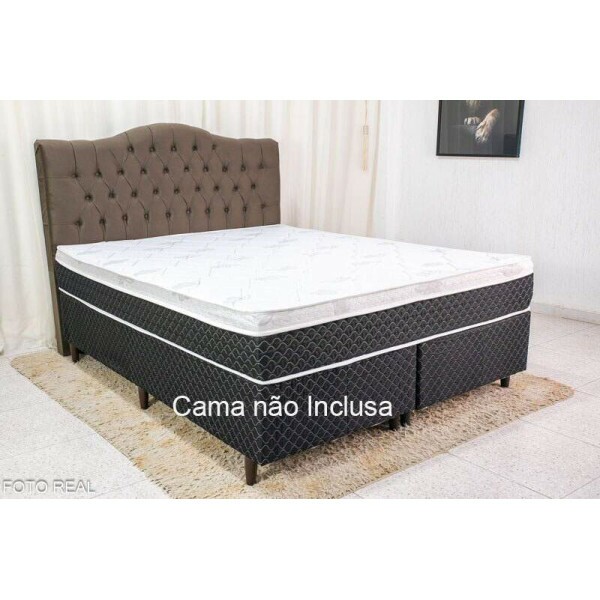 Cabeceira Casal Berlim Veludo Marrom Larg. 1.40m