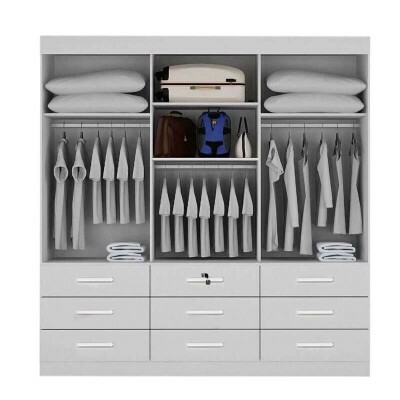 Roupeiro Turim Plus 3 Portas Branco 100% MDF Larg. 2.11 - Bianchi