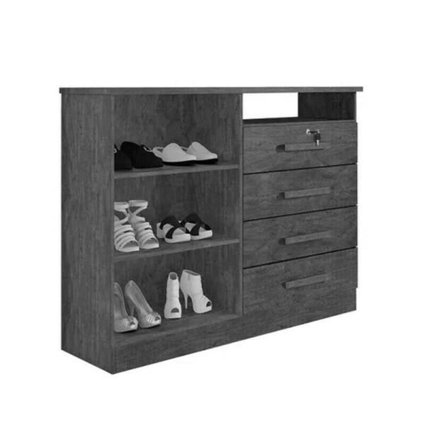 Cmoda Sapateira 4 Gavetas New Athos Cinamomo/Off D\\\'Dorro