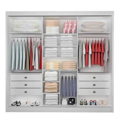 Roupeiro Los Angeles Branco C/ Detalhe Ripado 100% MDF Larg. 2.73m - D Doro