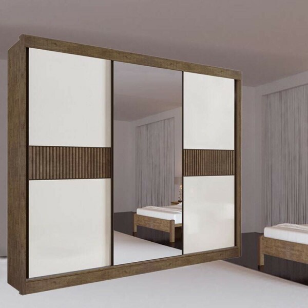 Guarda-Roupa Casal Los Angeles Ripado Yp/Off White Flex MDF Larg. 2.73m D Doro