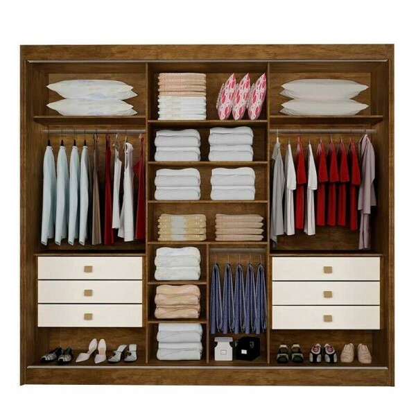 Guarda-Roupa Casal Los Angeles Ripado Yp/Off White Flex MDF Larg. 2.73m D Doro