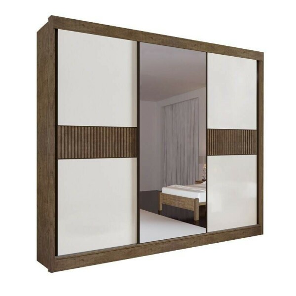 Guarda-Roupa Casal Los Angeles Ripado Yp/Off White Flex MDF Larg. 2.73m D Doro